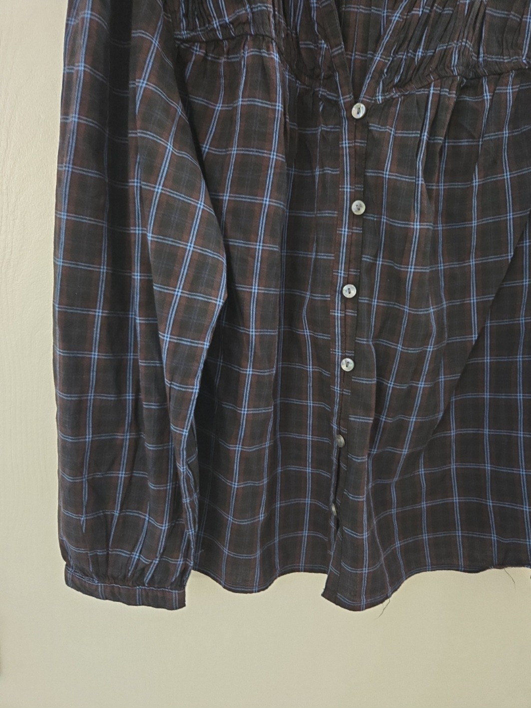 Time and Tru Women’s Plaid Ruffle Neck Button Front Blouse XXL (20) NWT
