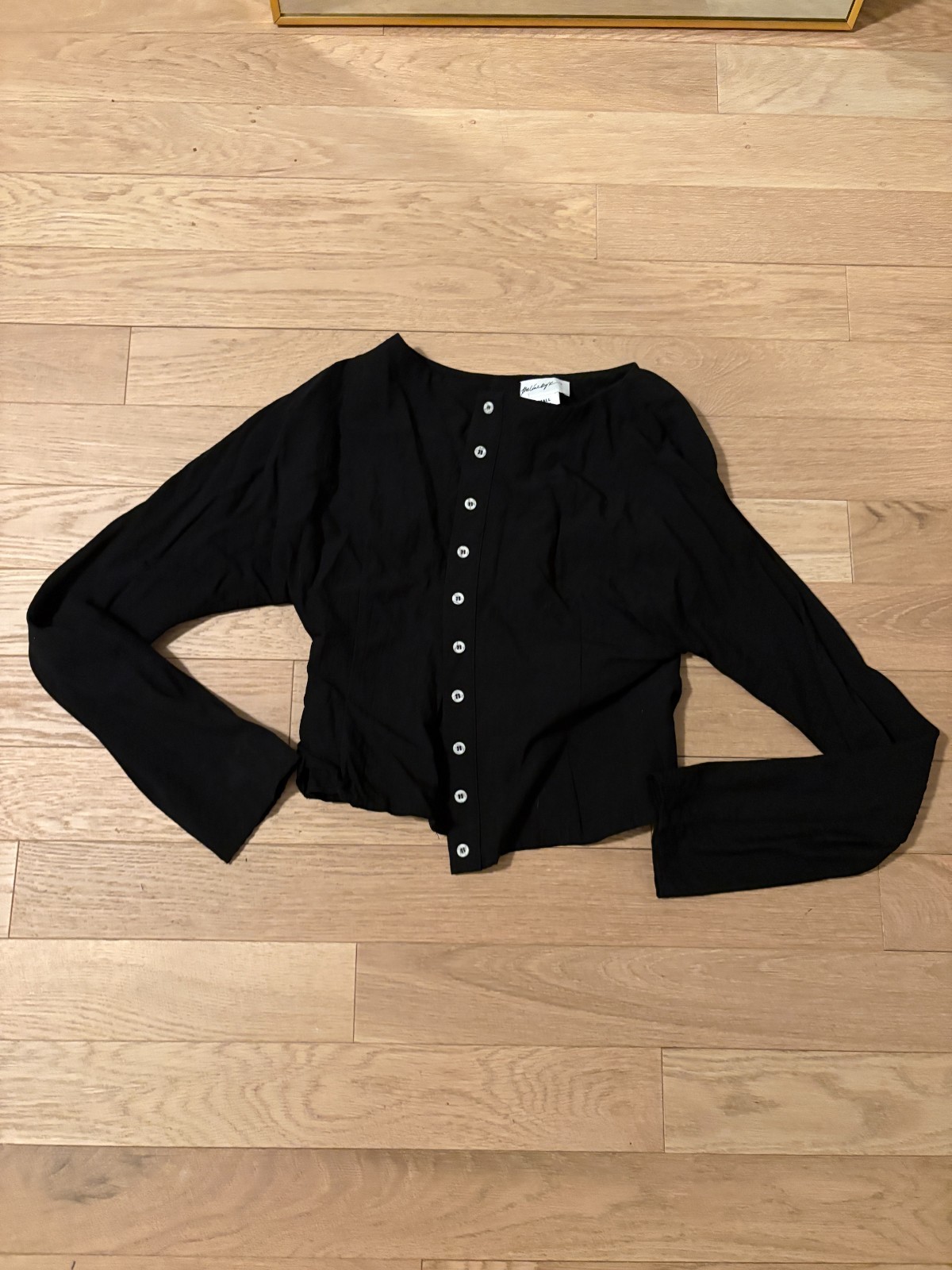 The Line by K Zhade Black Button Up Top Size Small