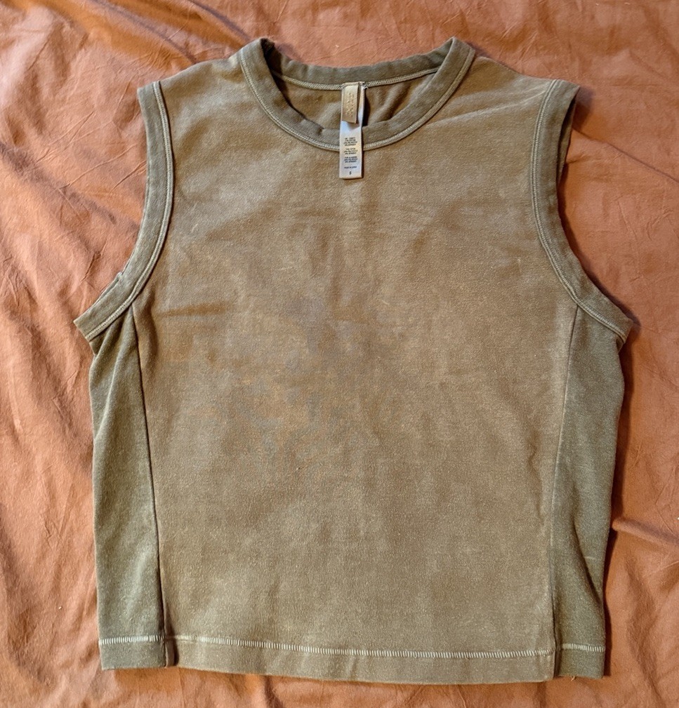 SKIMS mineral wash muscle tank Round Neck Jersey Tank Top Cotton Blend Size S