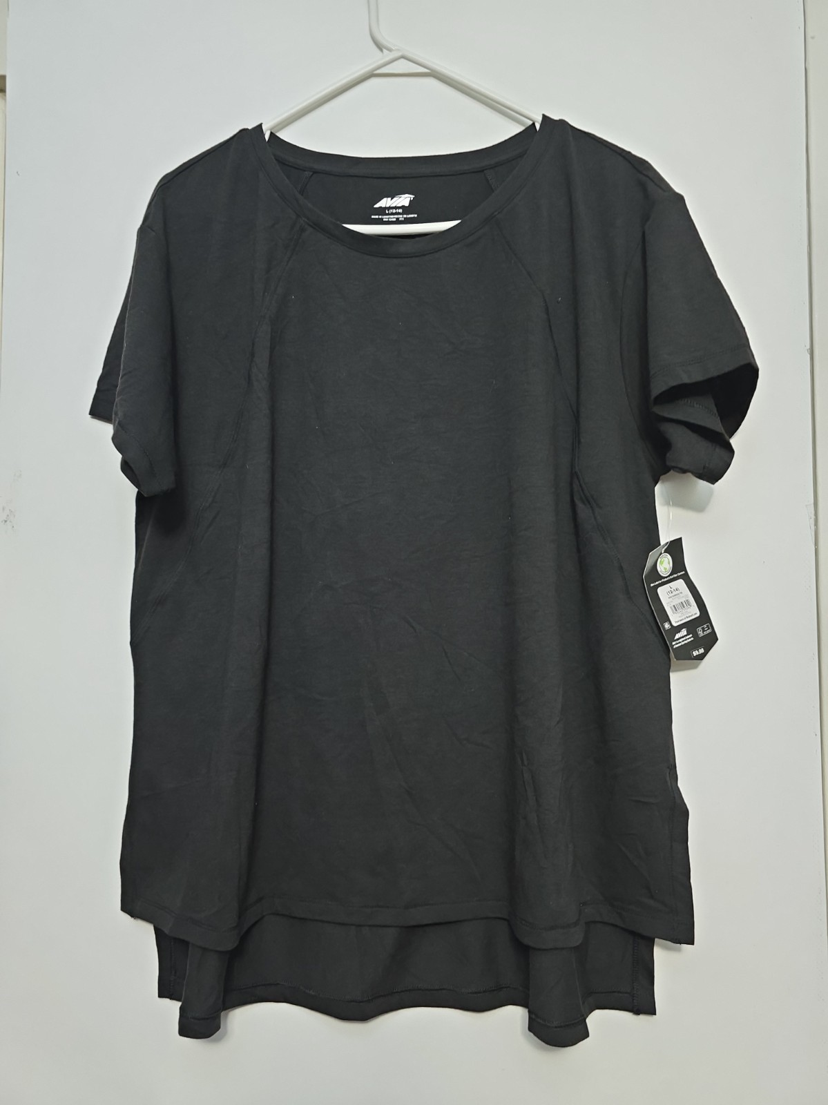 Avia Women’s Oversized Scoop Neck Tee Size L 12-14 Black
