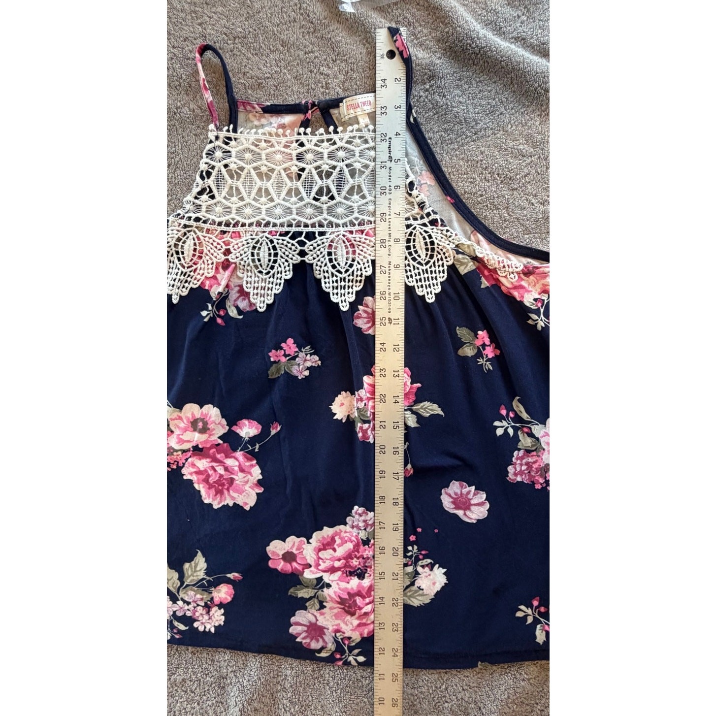 Stella Tweed Lace Floral Tank Top Flowy Comfortable NWOT Flattering Feminine