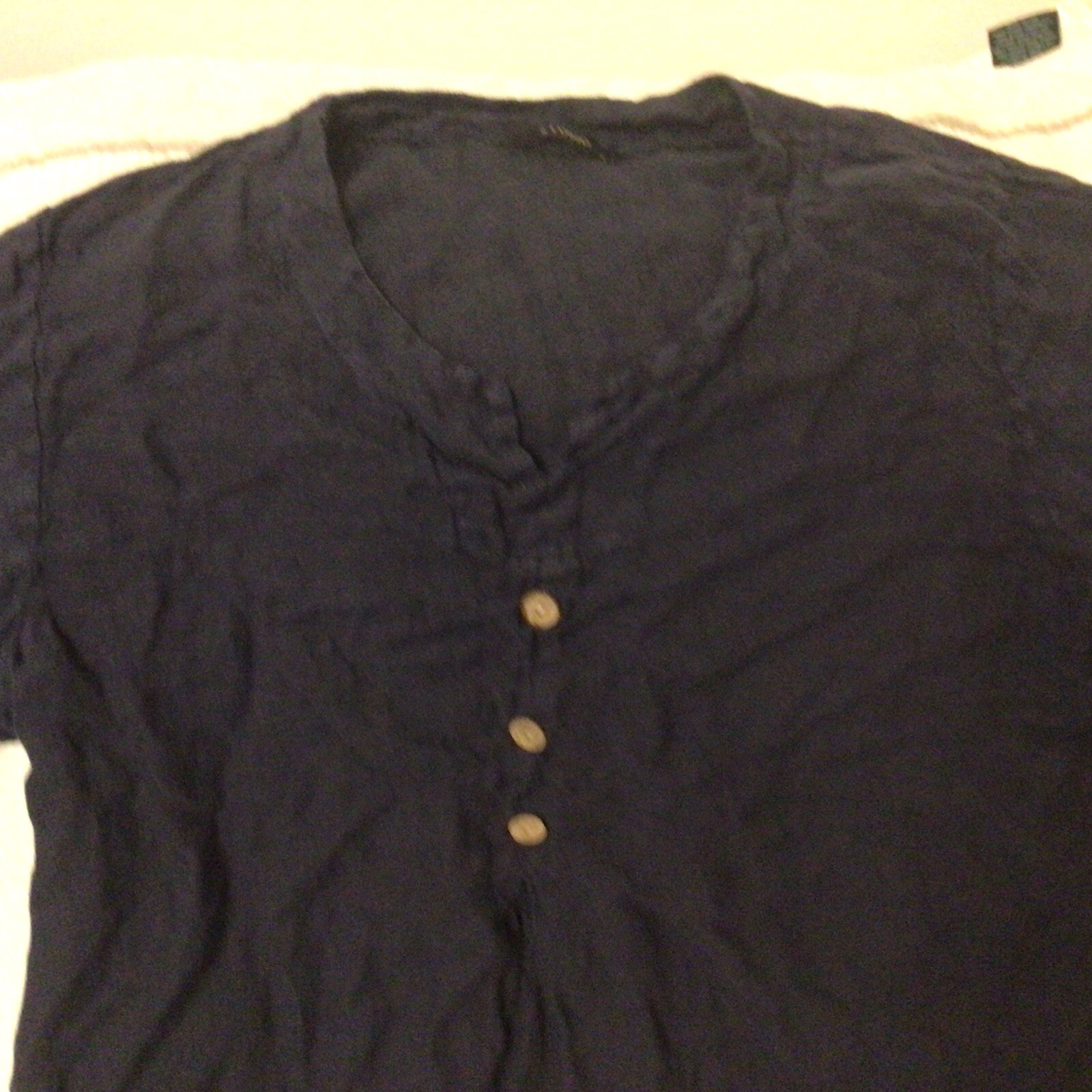 Ladies Studio Blue linen blouse Half sleeves Size 16 To 18 VGC Freepost