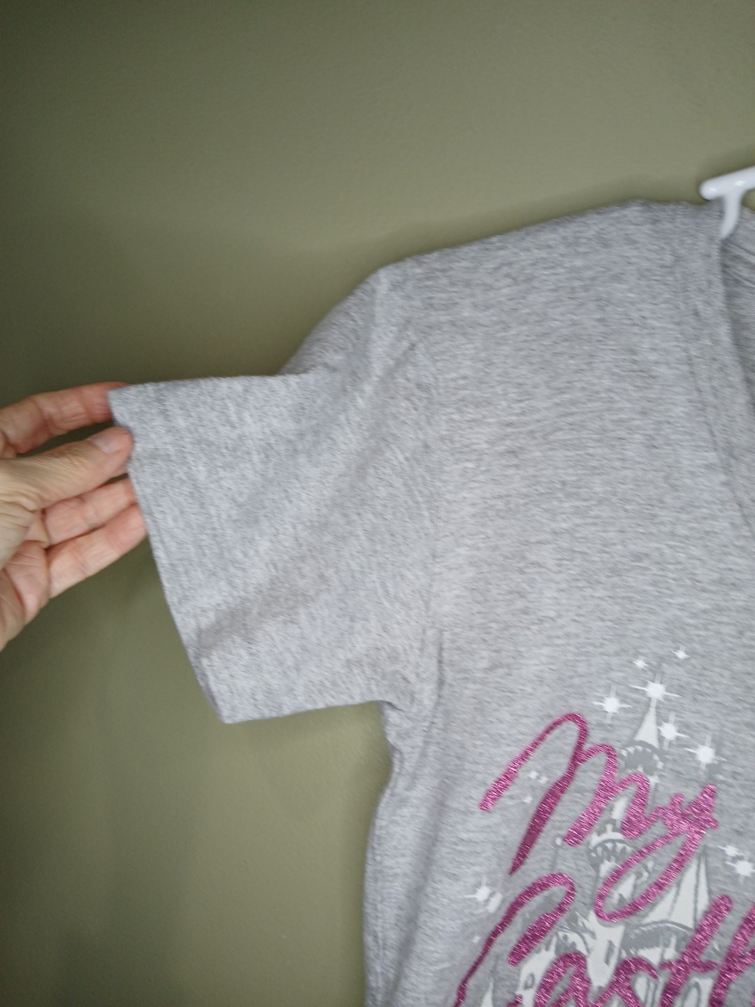 Disney Store Women’s Small Gray V Neck MY Castle MY Rules Glitter T-shirt WDW