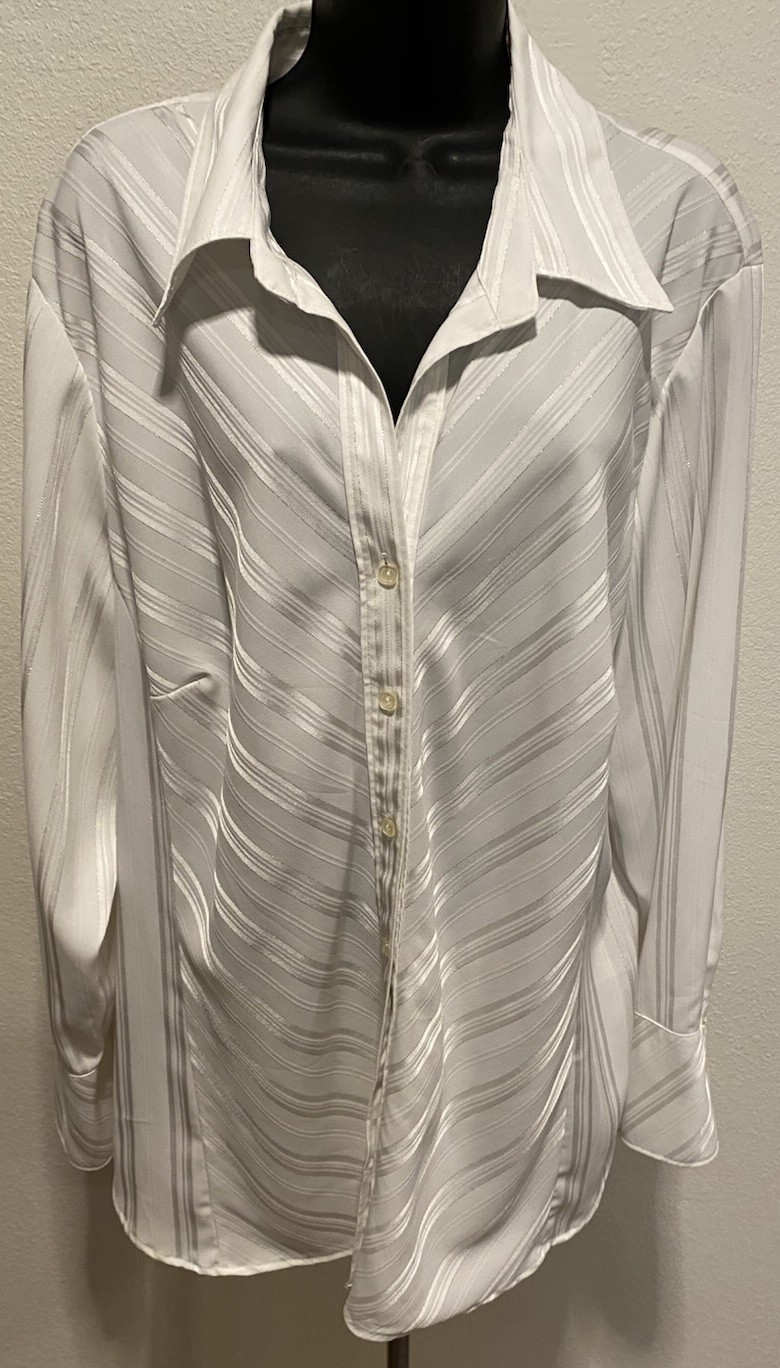 Worthington Stretch Easy Care Womens 2X Blouse Long Sleeves