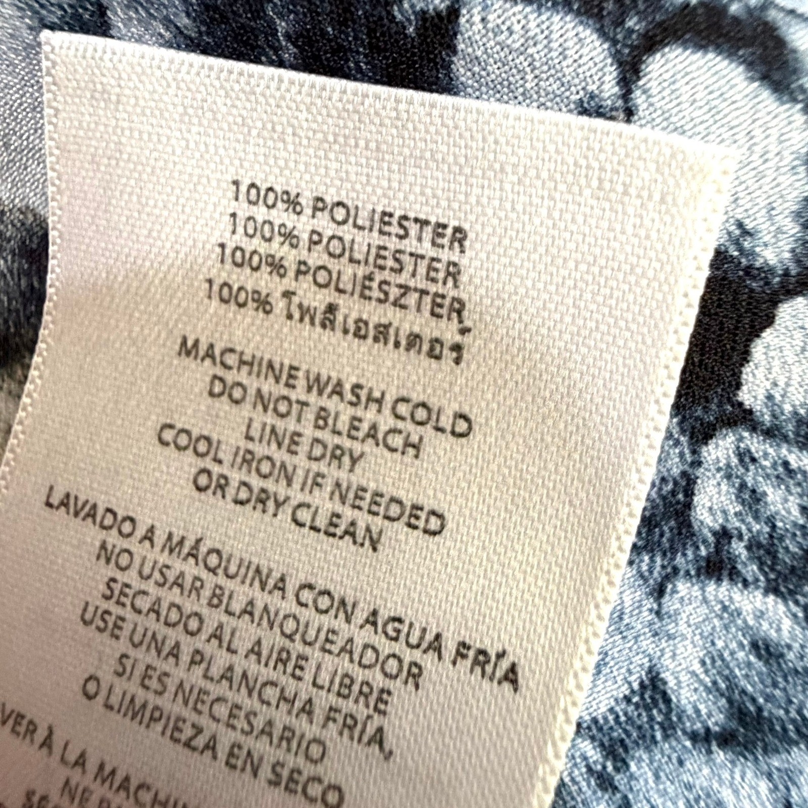 Michael Kors Poncho Blouse Womens 2X Blue Grey Snakeskin Handkerchief Hem