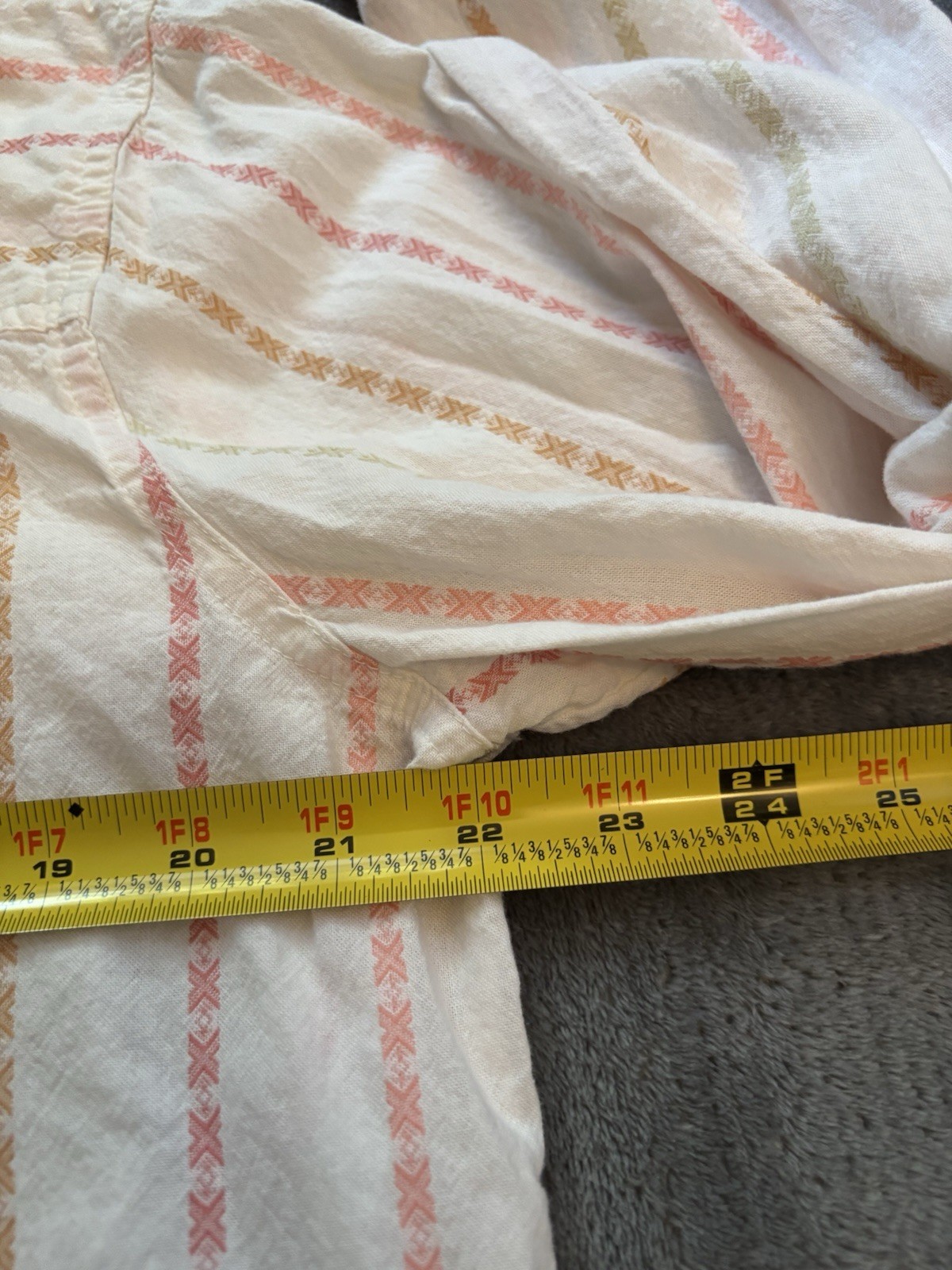 Sonoma Cream Button-Down Shirt with Pink and Tan Stripes