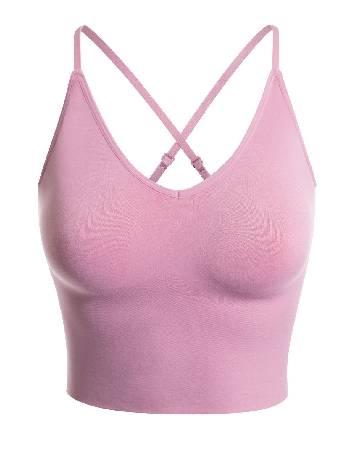 MixMatchy Seamless Padded Workout Sports Bra Cami Cropped Yoga Tank Top