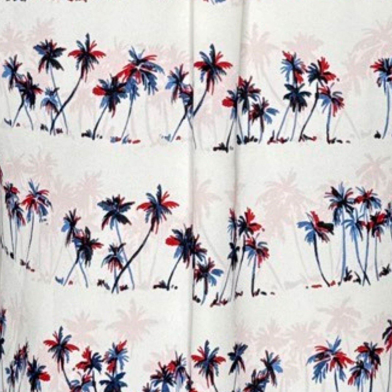 Express Shirt Womens XS White Blue Red Pink Palm Trees Portofino Office Casual
