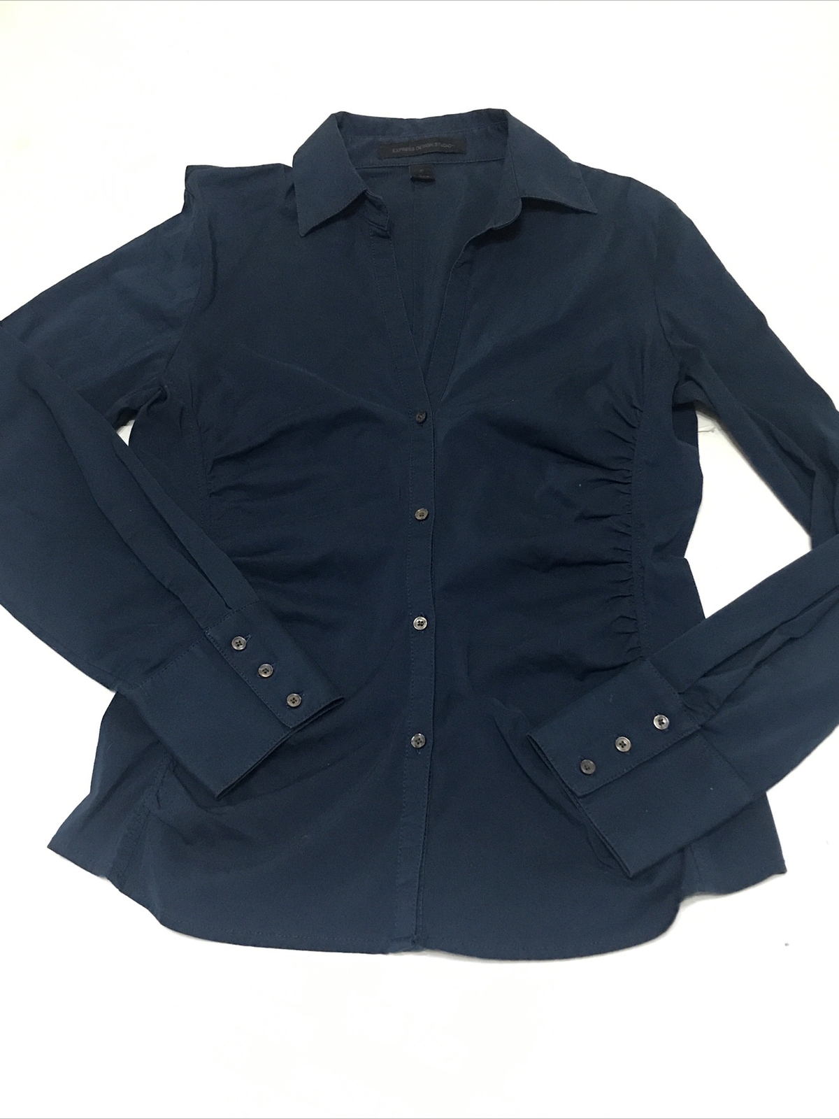 Express Design Studio Blouse Size S Dark Turquoise Blue Color Long Sleeves 3595