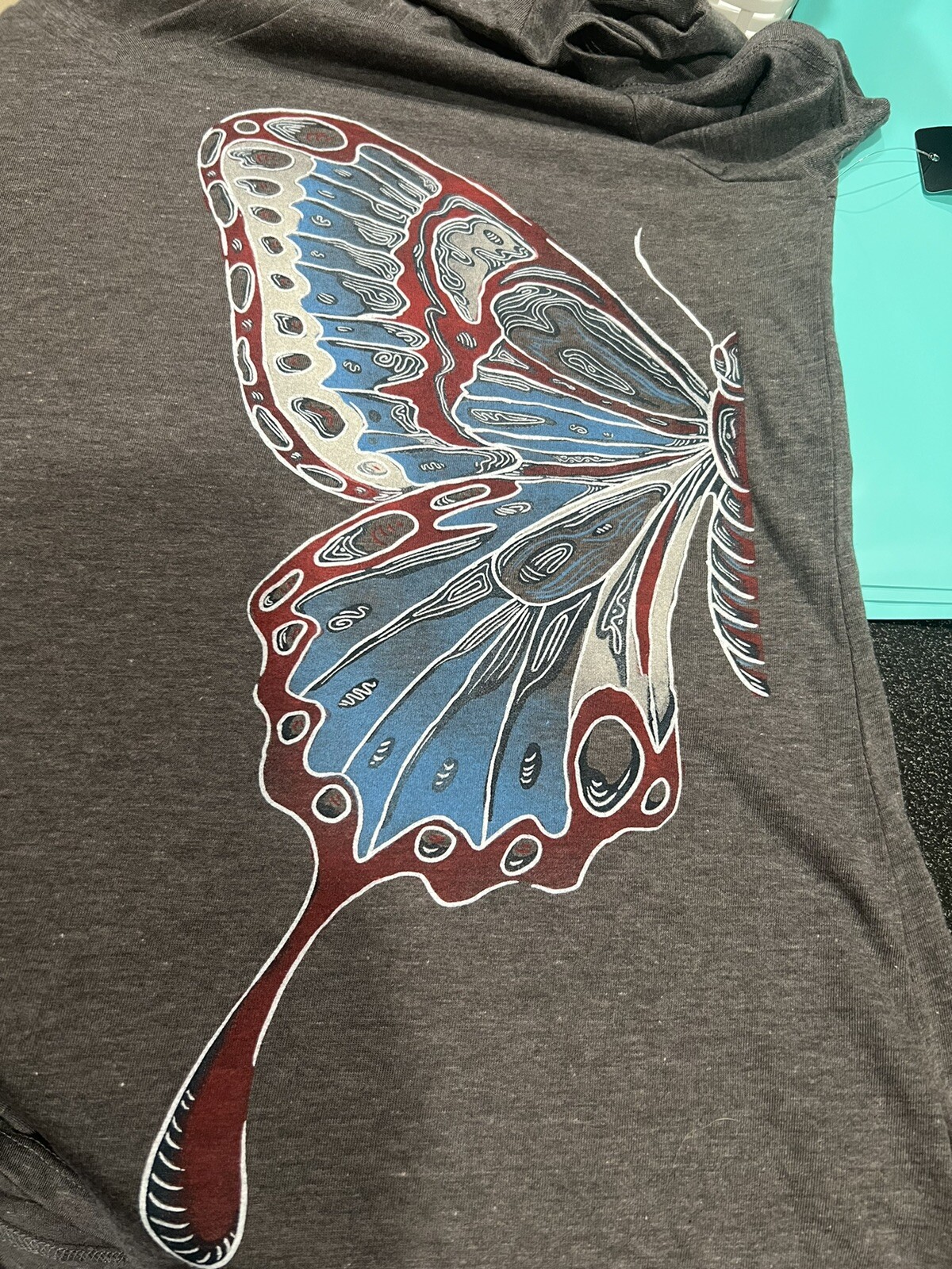 Torrid Women’s Plus Classic Fit V-neck Gray Butterfly Tee various sizes
