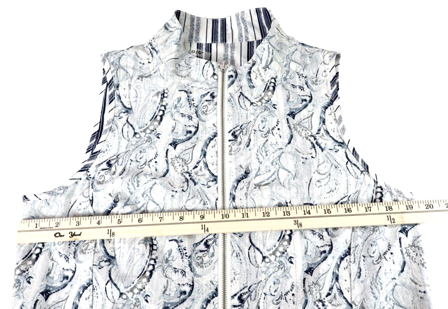 Women’s Polyester Vest Jacket Reversible Full Zip Striped Floral Pocket Size S L