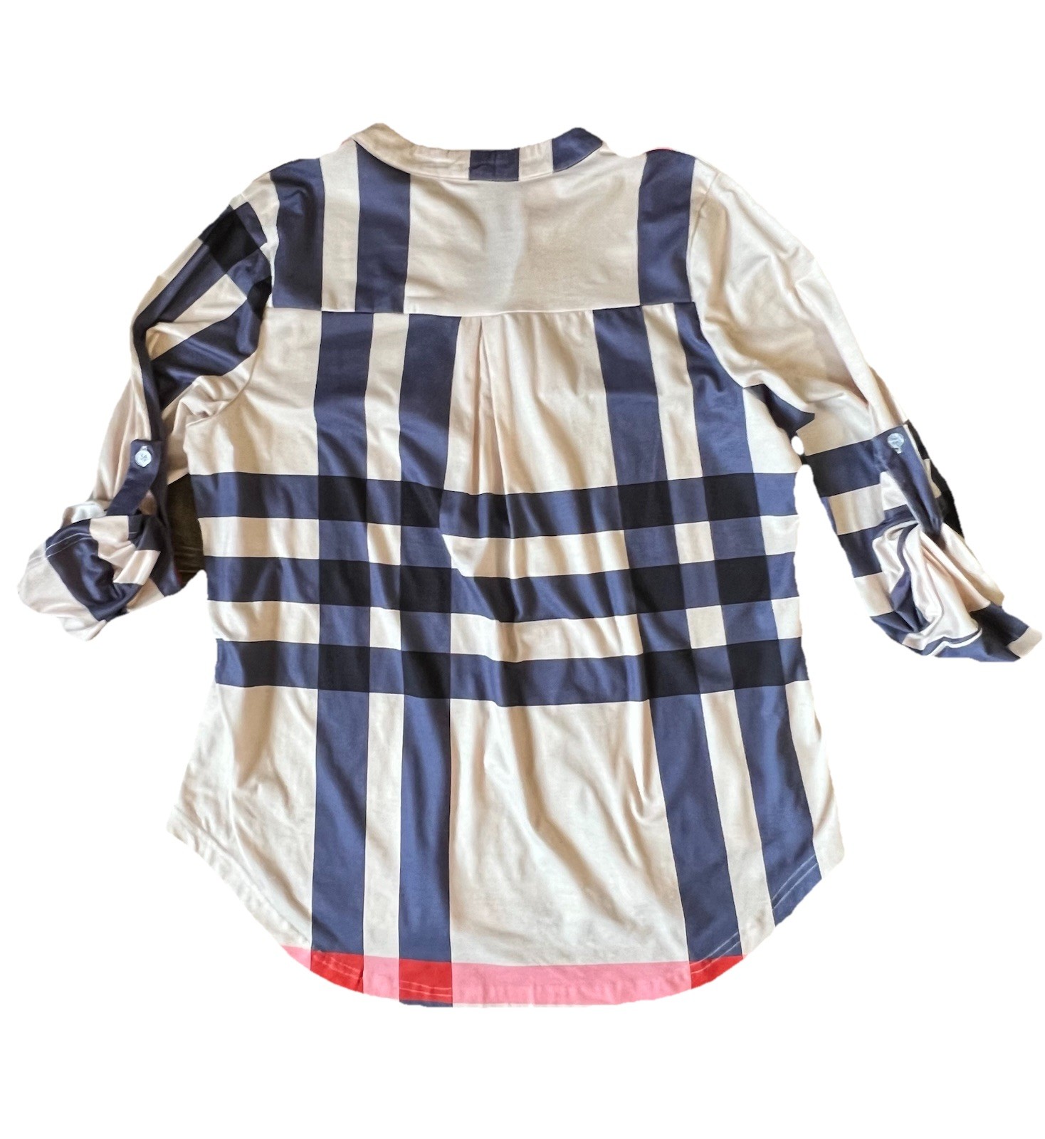Moyabo Plaid Zip Neck Blouse Large Preppy Streetwear Chic