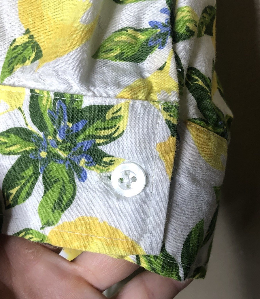 Lemon Shirt by Chadwick’s of Boston 14P White Yellow Green 3/4 Sleeve Collar