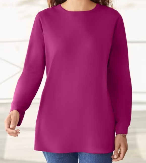 Women’s New Perfect Crewneck Tunic T-Shirt Top Long Sleeves Size M