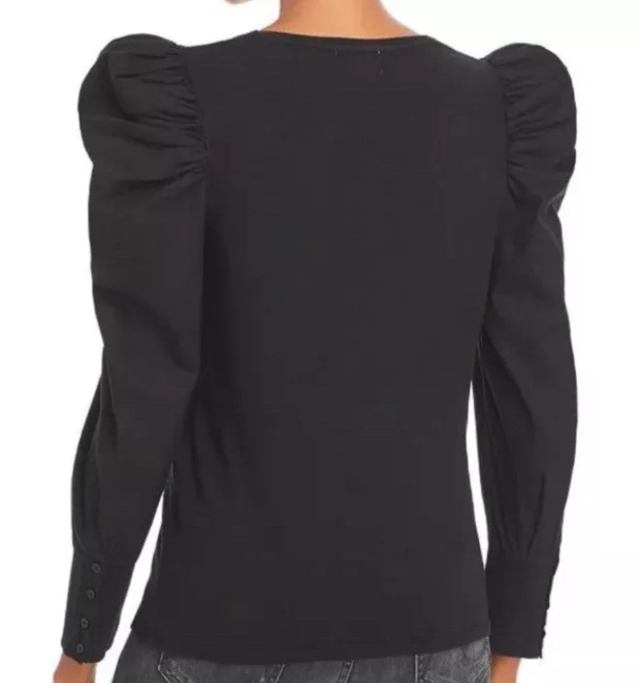 Nation LTD Jenna Cuffed Combo Tee Women’s Size S Jet Black Slub Long Sleeve Peru