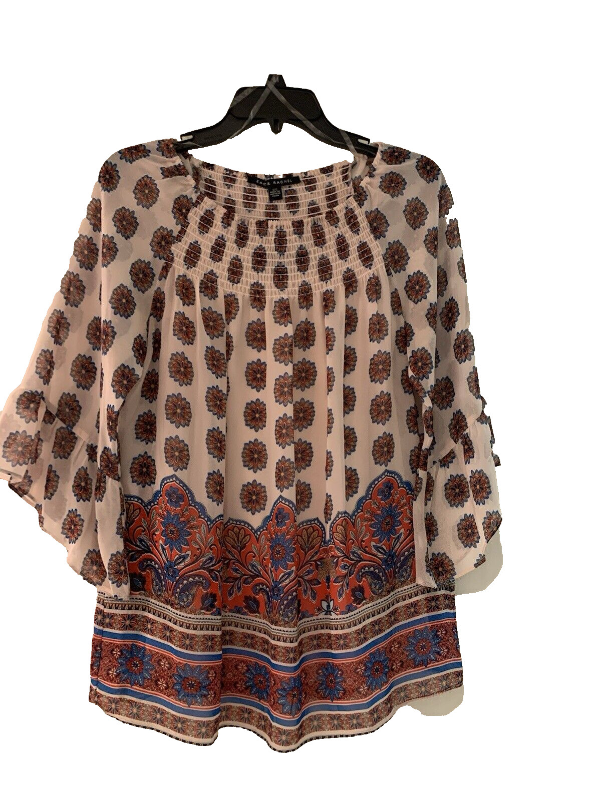 Gorgeous Zac & Rachel Elegant Floral Sheer Blouse Comes With Pink Tank, Size S