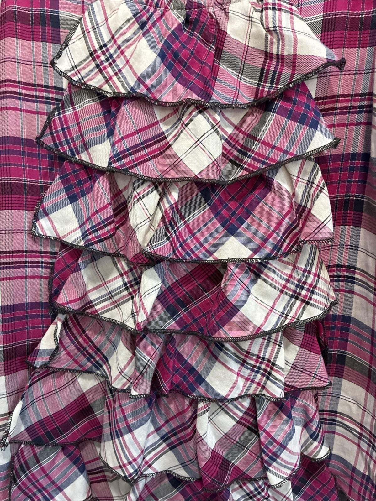 Tommy Hilfiger Multicolor Plaid Tiered Ruffle Wide Strap Tank Top Size S