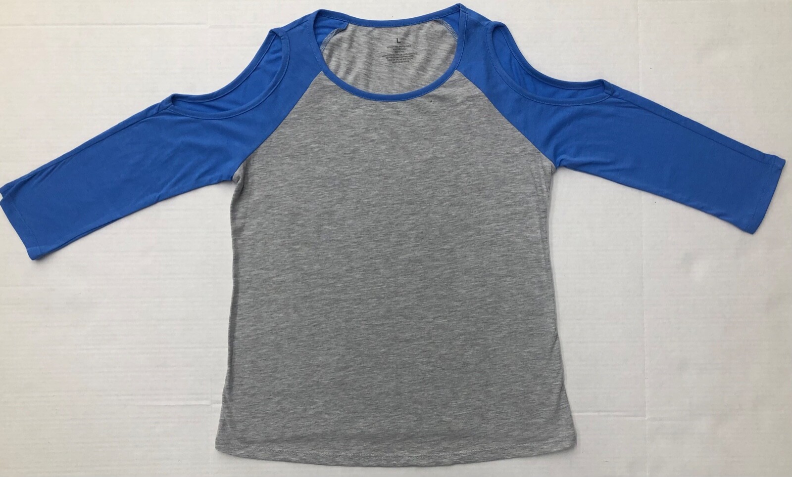 Hybrid Apparel Womens Gray Blue Blouse Top T-shirt