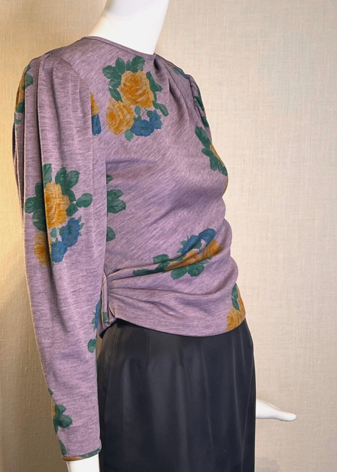 VTG 80s Emanuel UNGARO PARALLELE Lavender Heather Wool Jersey Top Size 6, ITALY