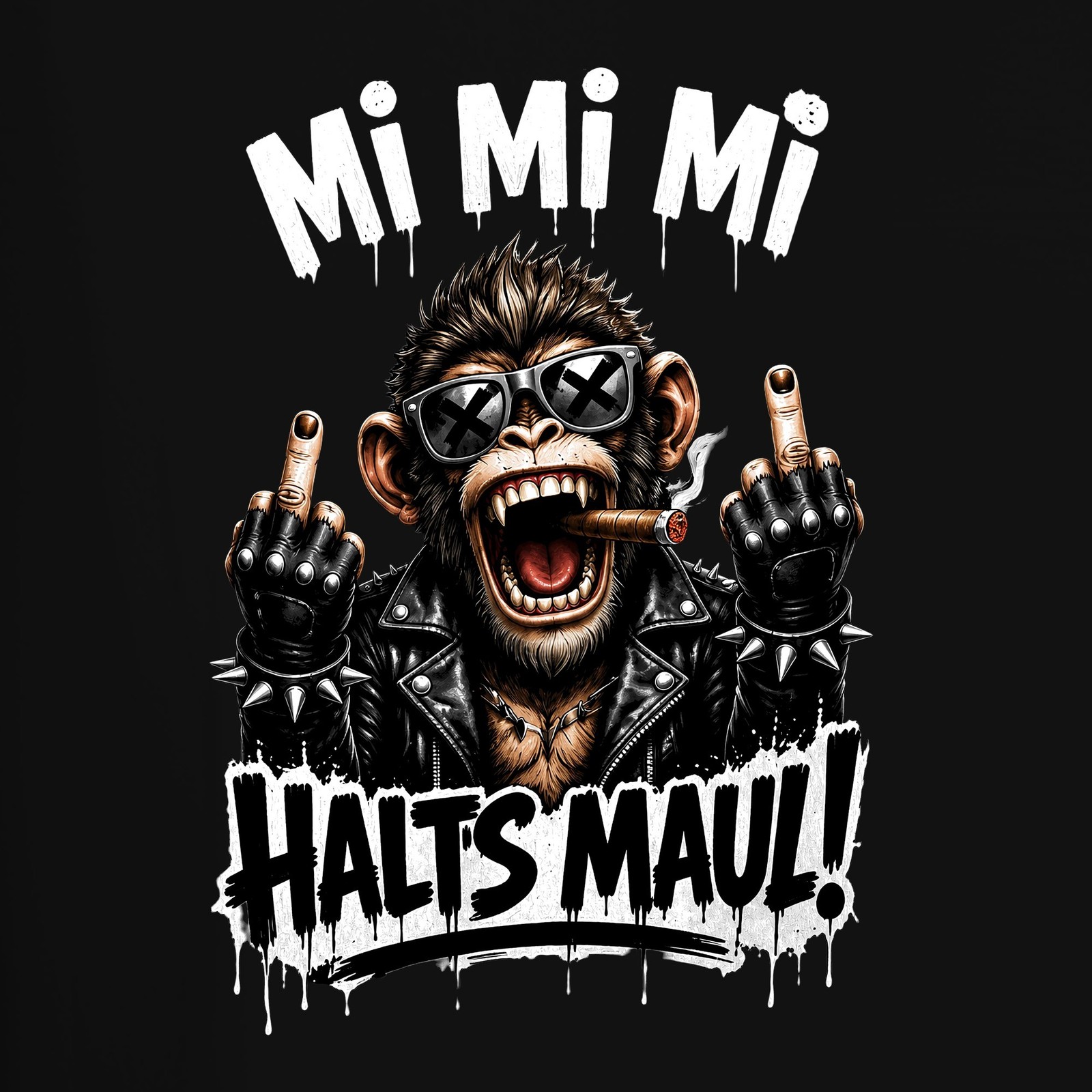 Halts Maul Mi Mi Monkey Rocker Middle Finger Cigar Funny Ladies T-Shirt Metal