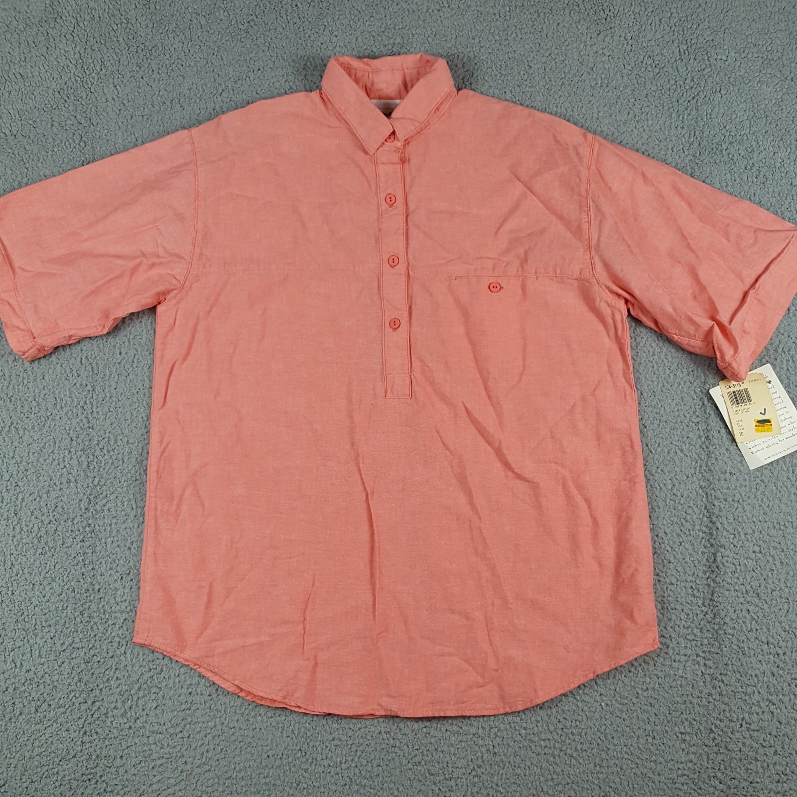Vintage 80s 90s OshKosh B’Gosh Pink Chambray Women’s Size 10 Preppy Polo Shirt