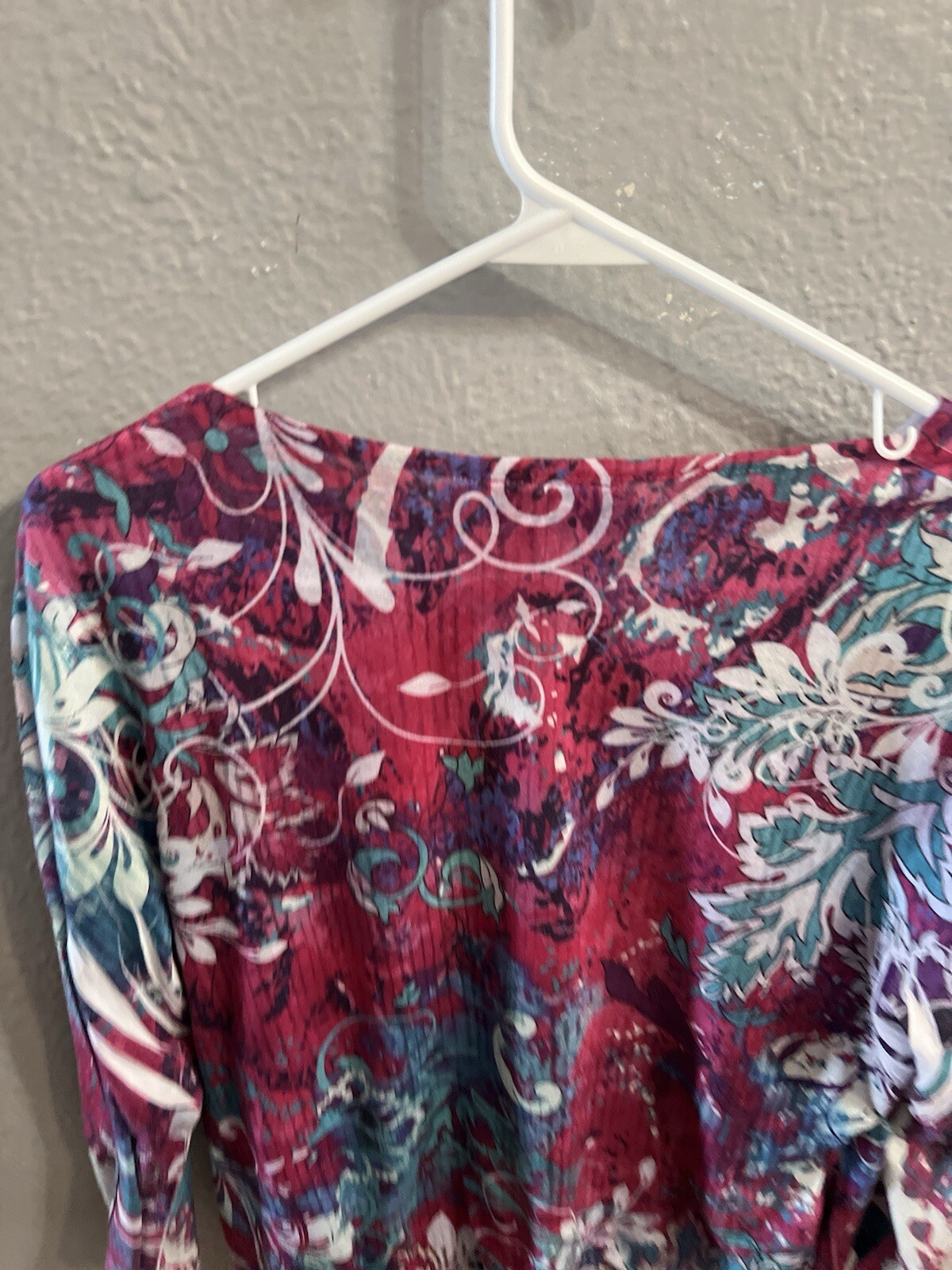 Breckenridge Size Medium Multicolored Print Shirt 3/4 Sleeve Womens