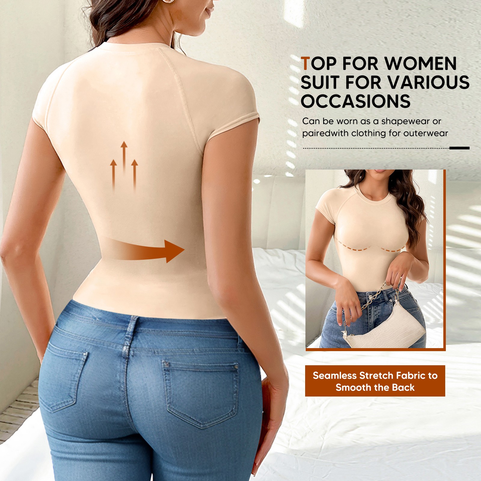 Women Compression Tops Tummy Control short Sleeve Tops Seamless Body Shaper