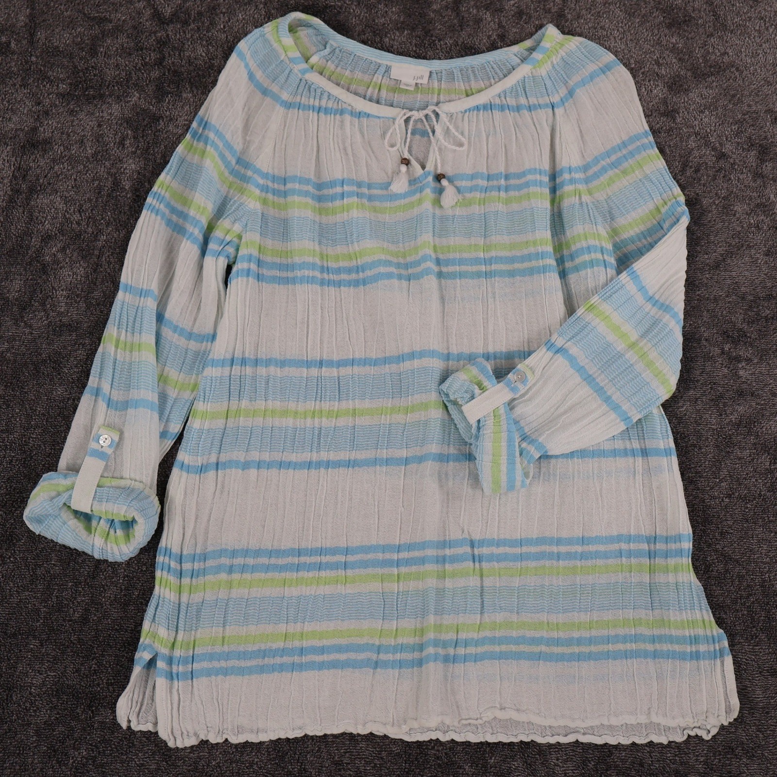 J Jill Gauze Tunic Top Womens XL White Coastal Resort Swim Cover Cruise Beach