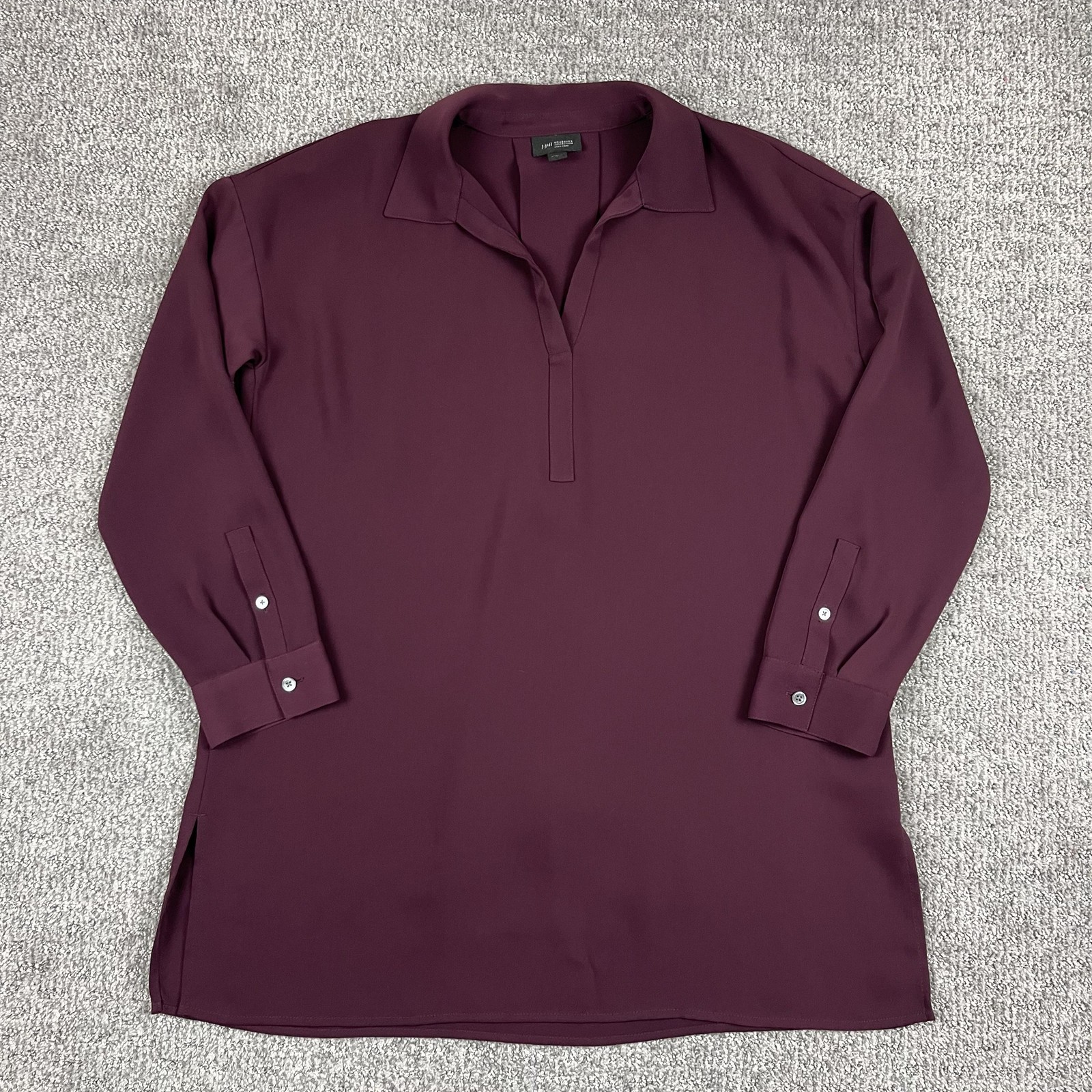 J.Jill Shirt Womens Small Burgundy Wearever Collection Easy Care Tunic Travel