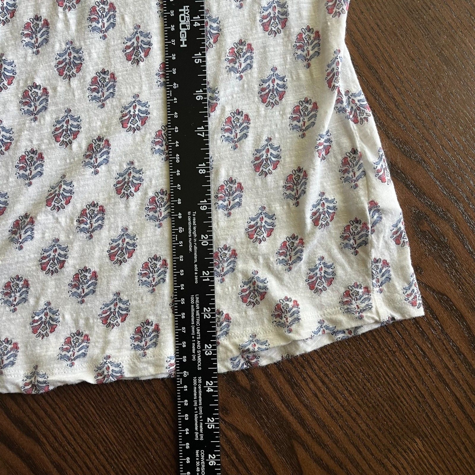 Lucky Brand Mixed Media Boho Peasant Top Blouse Floral M Sheer Sleeves