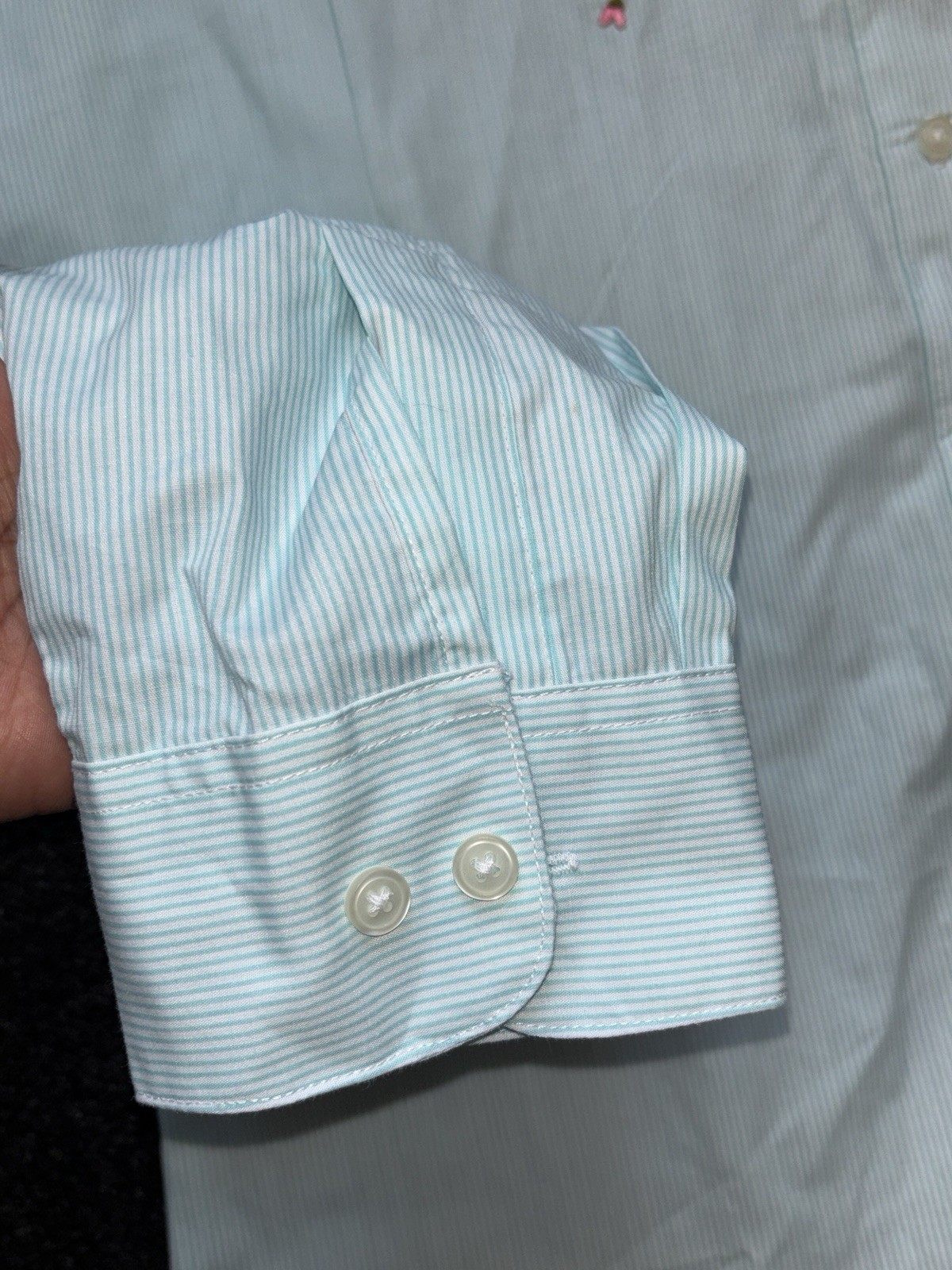 Vtg Retro 80s Las Olas Striped Butterfly Floral Embroidered Button Shirt Sz M
