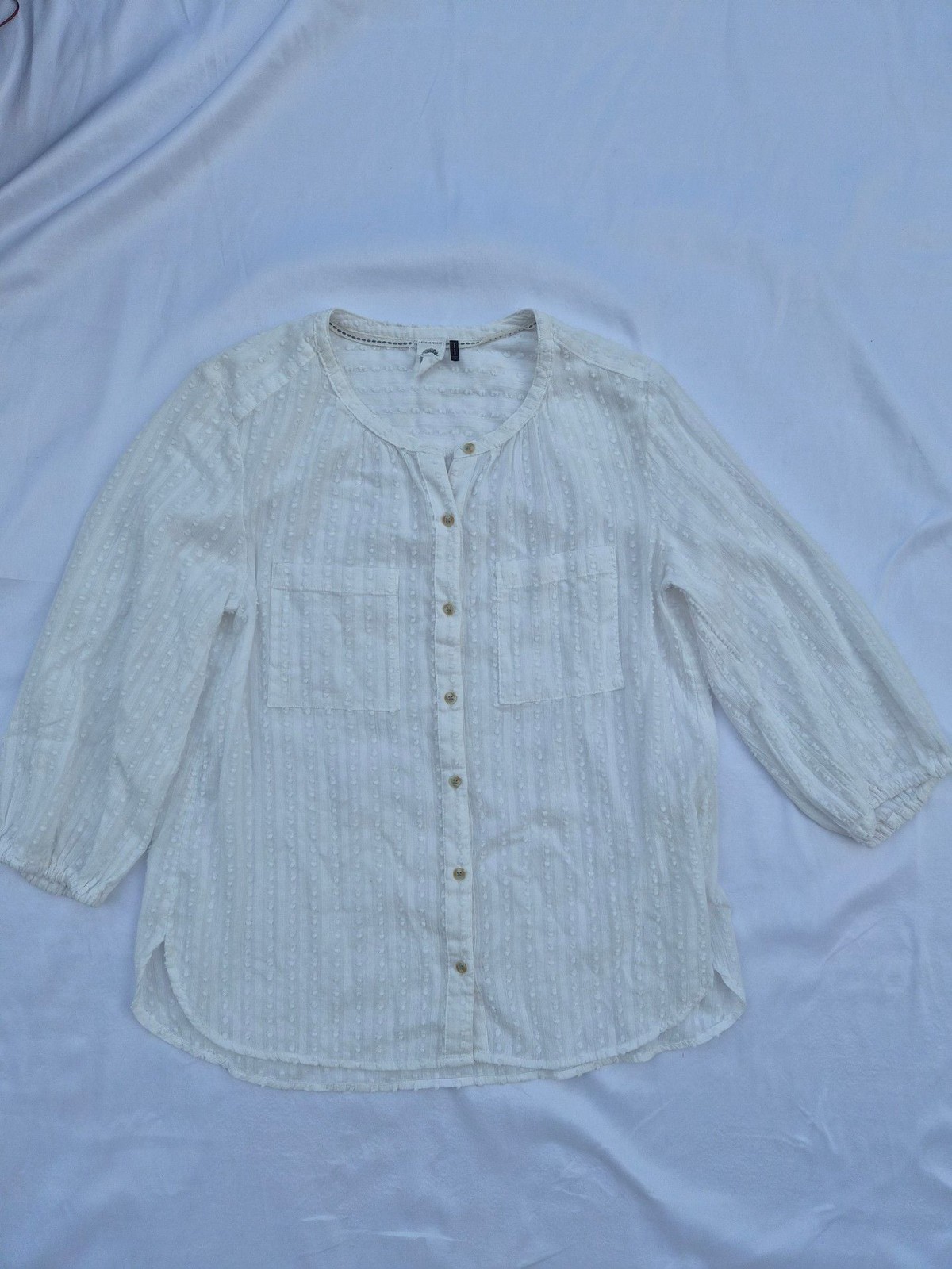 Anthropologie Akemi + Kin White Swiss Dot Button-Down Blouse