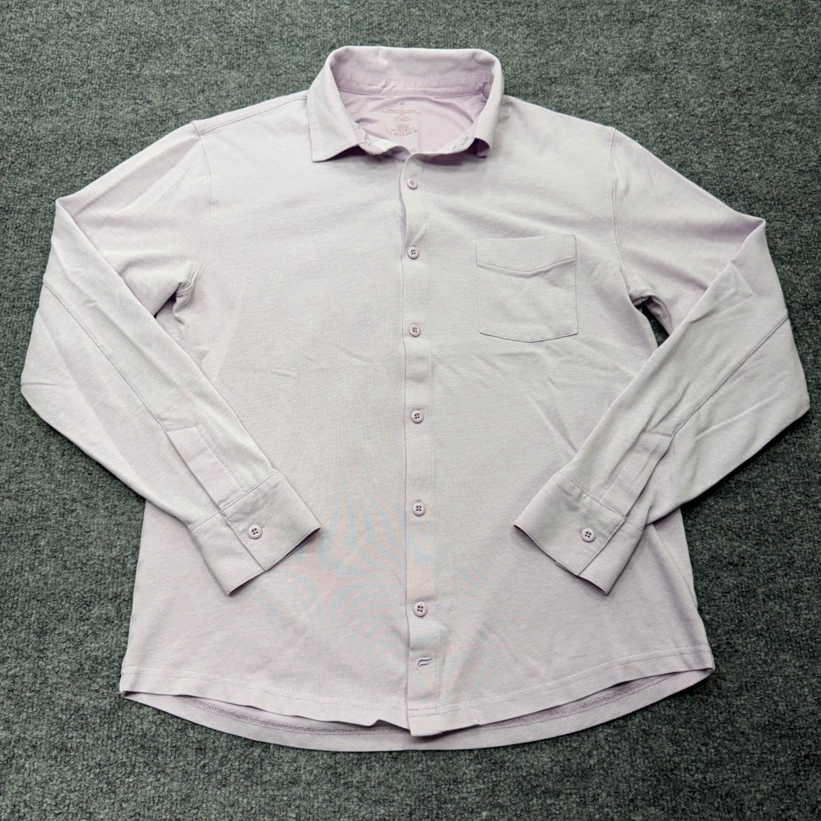 Fabletics Womens Large Lavender Purple Pique Knit Long Sleeve Button Down Shirt