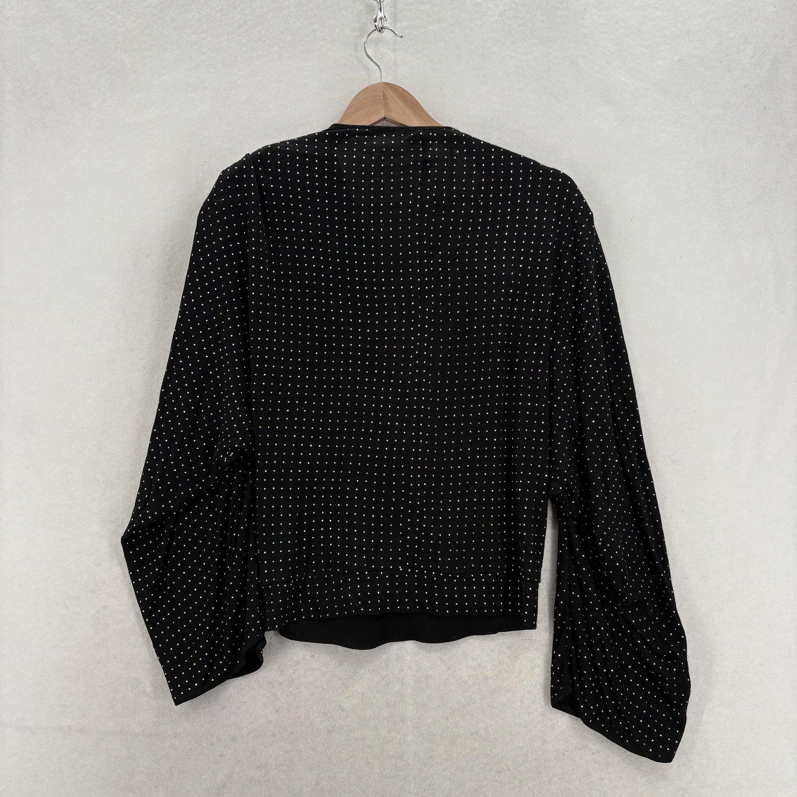 Ramy Brook New York Blouse Womens XS Black Studded V Neck Dolman Sleeve Jersey