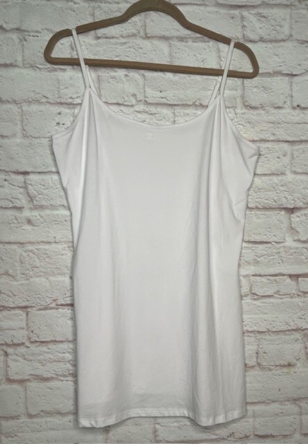 XL/1X/2X/3X New Cotton Fresh White Stretchy Knit Long Tank Top Extender Tee