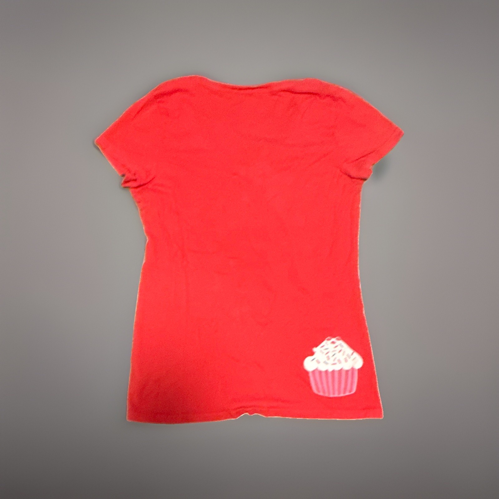 VTG Y2K Paul Frank Julius the Monkey Women Juniors L Red V-Neck cupcake T-Shirt