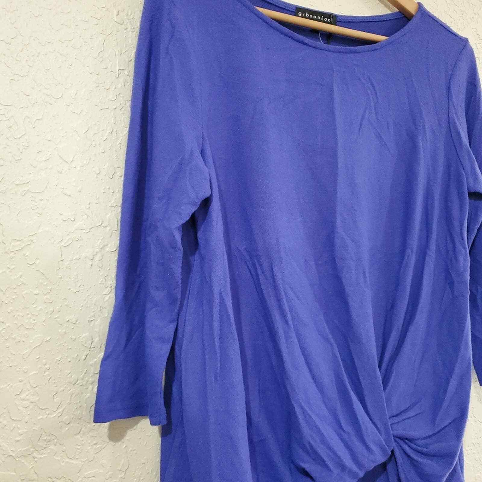 NWT Gibson Look Blue Knotted 3/4 Sleeve Blouse Size Small