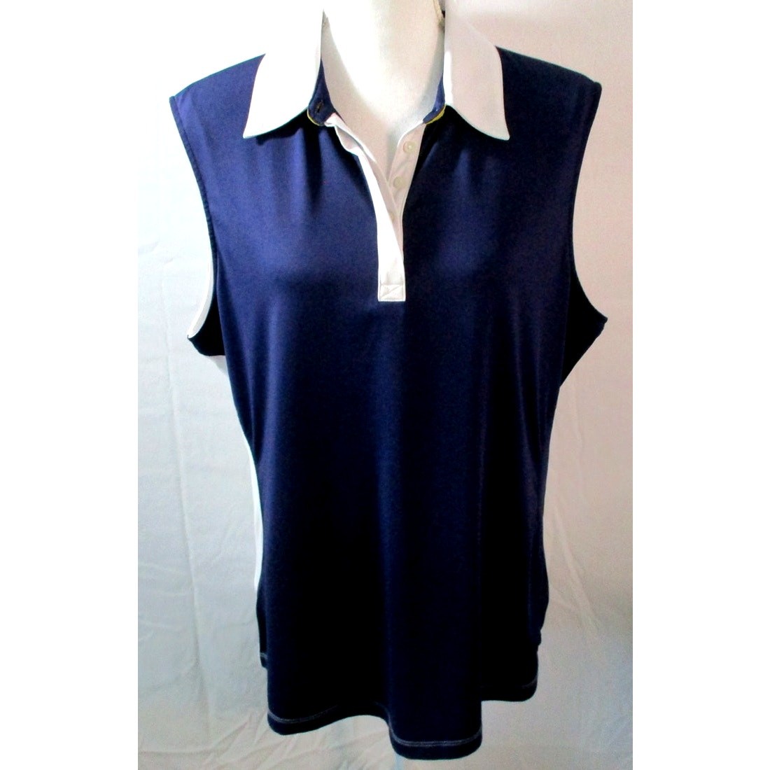 Annika Cutter & Buck Women’s Sleeveless Blue & White Stretch Shirt Size XL