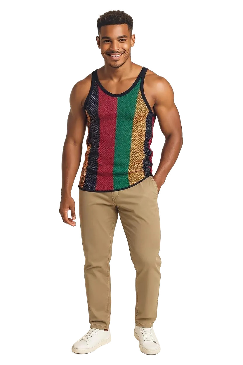 Rasta String Mesh Vest Cotton Rasta Fishnet Unisex Fitted Net Muscle GymTank Top