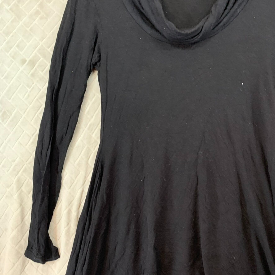 Linda Leal Womens M Tunic Top Black Long Sleeve Whimsy Goth Dark Fairy Slouchy