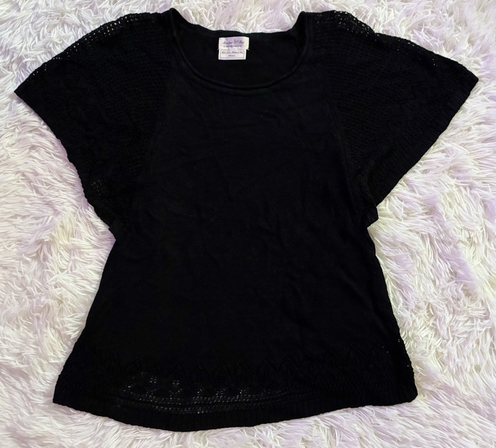 Meadow Rue By Anthropologie Linen Blend Boho Pointelle Sweater Open Knit Top S