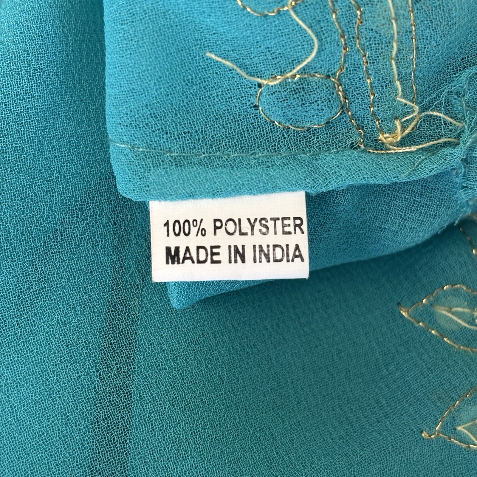 Zolena Tunic Top Cover Up Sheer Beaded Turquoise LG India Resort Boho Cruise