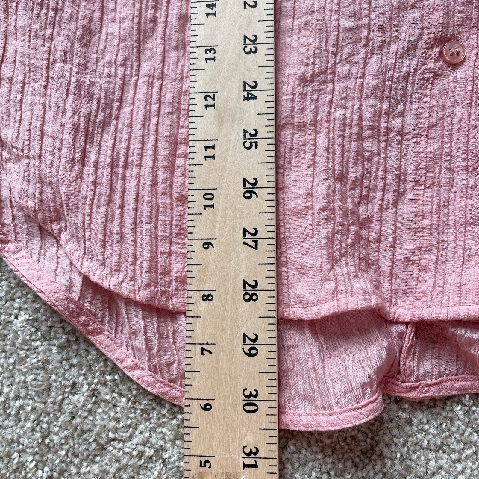 Zara Crinkle Oversized Button Down Tunic Shirt Twisted Cut Out Pink M Preppy