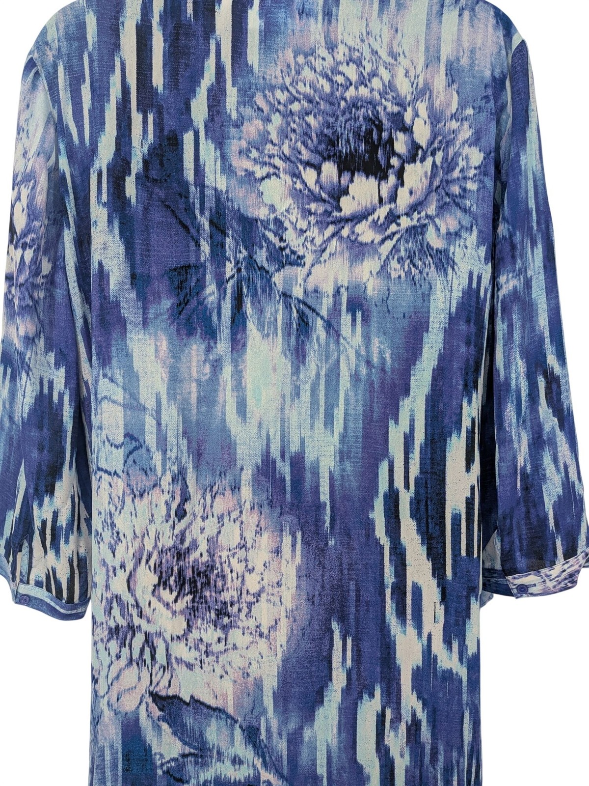 Abstract Floral Layered Tunic Top Sequin Asymmetrical Hem Artsy Resort Large