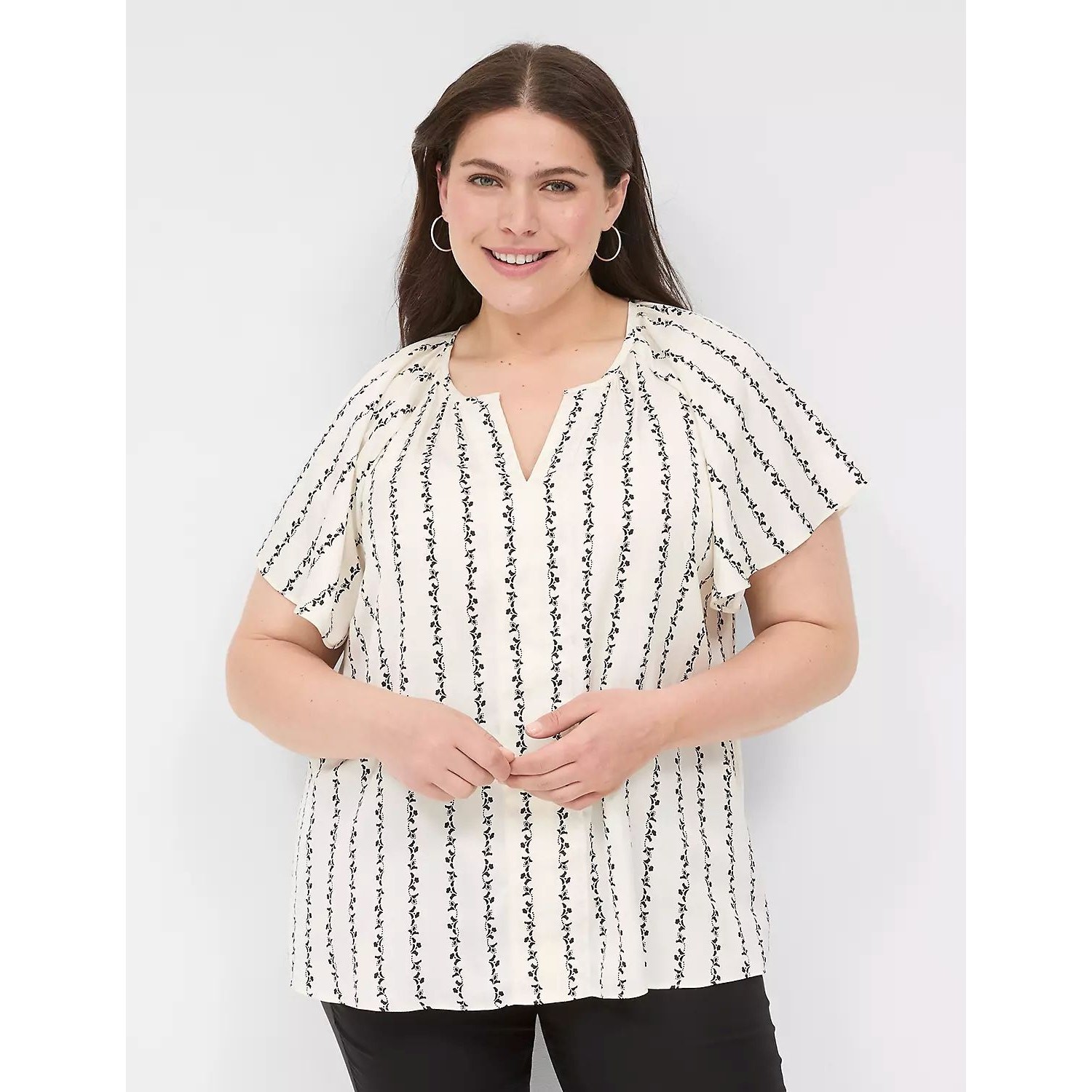 Lanr Bryant Swing Flutter-Sleeve Notch-Neck Top Size 22/24 NEW Career Office