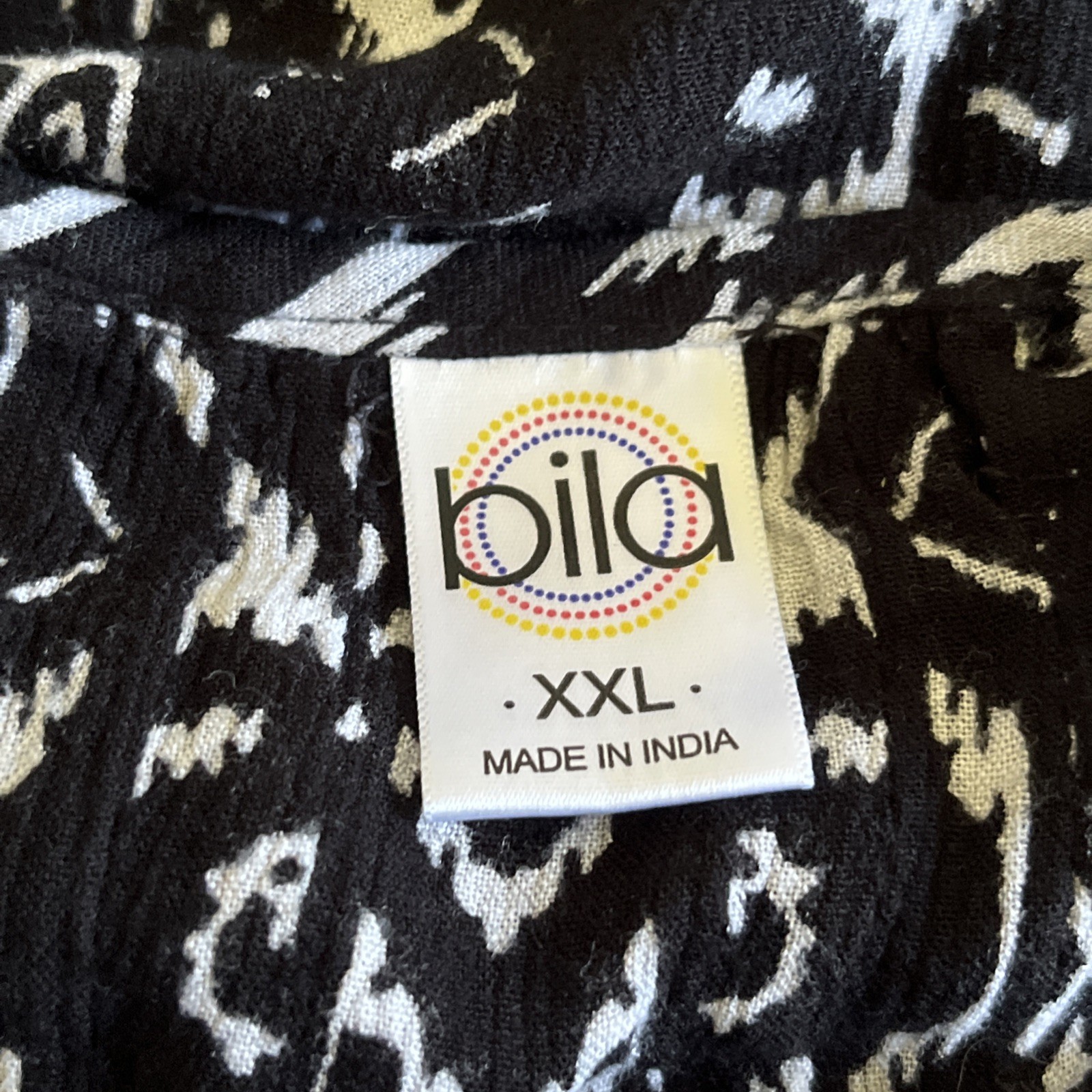Bila Top Women’s Size XXL Black Floral Rayon 3/4 Sleeve Boxy Pullover Tunic