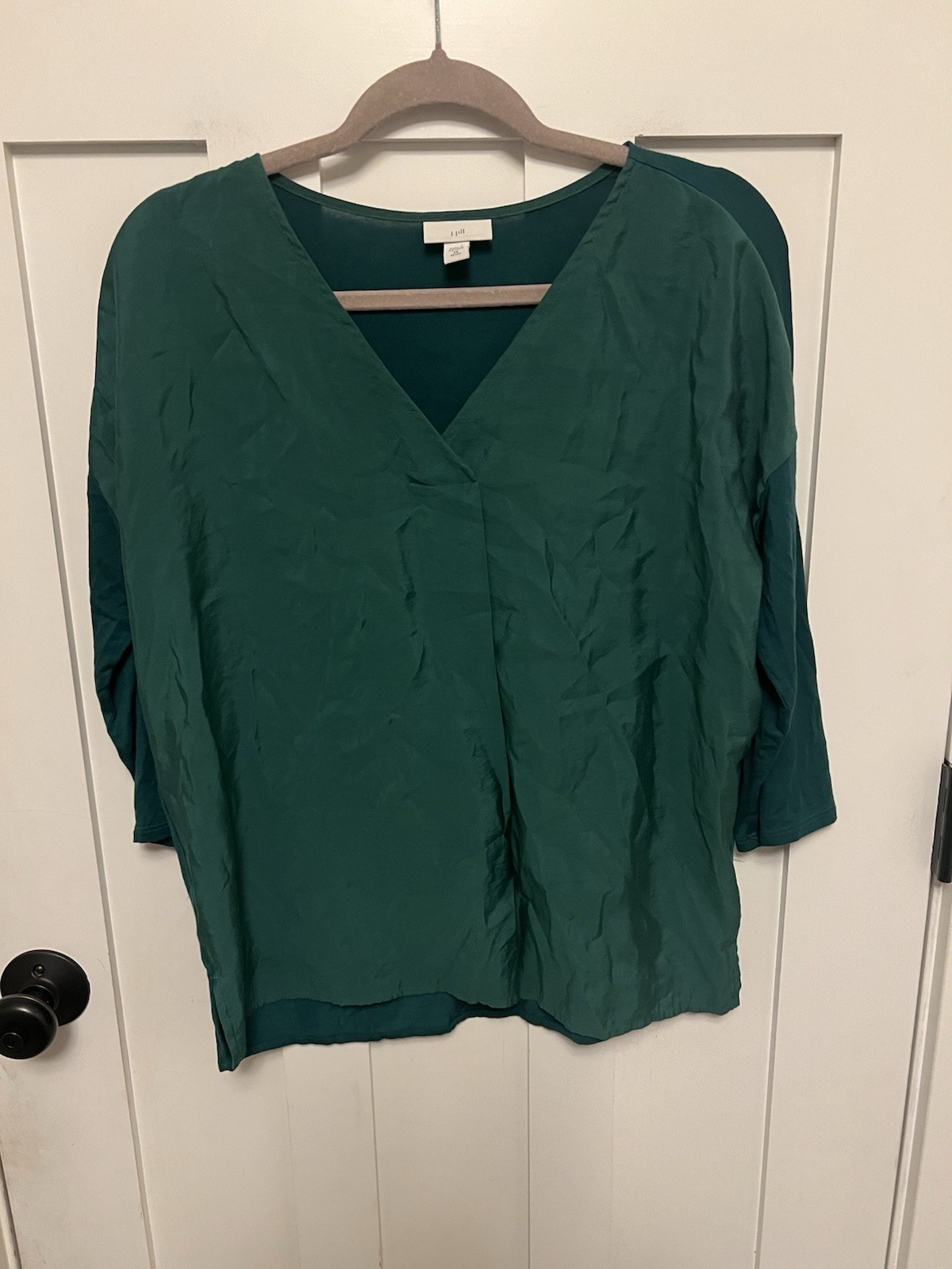 J.Jill Size XS Meadow GREEN Silky Tencel & Jersey Knit Blouse Shirt Top