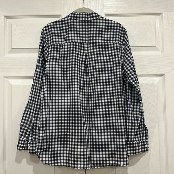 Old Navy The Classic Shirt Navy Blue White Gingham Button Up Womens Size Large