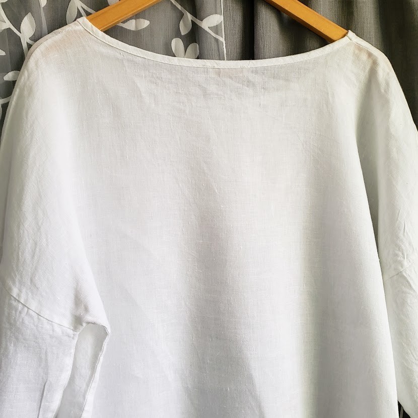 Bellambia Top Womens Large White Linen Cotton Eyelet Lace Ruffle Roll Tab Italy
