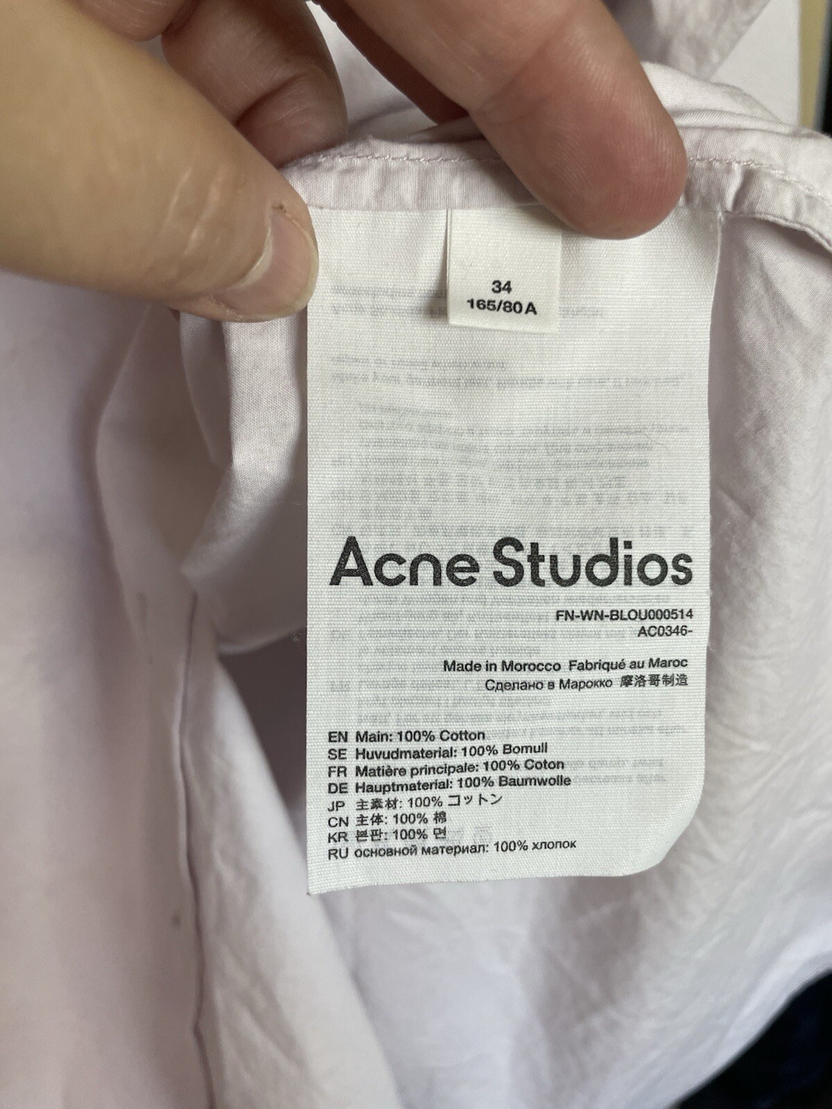 Acne Studios 34 US 6 Pink Button Front Long Sleeve Shirt Designer Oversized Top